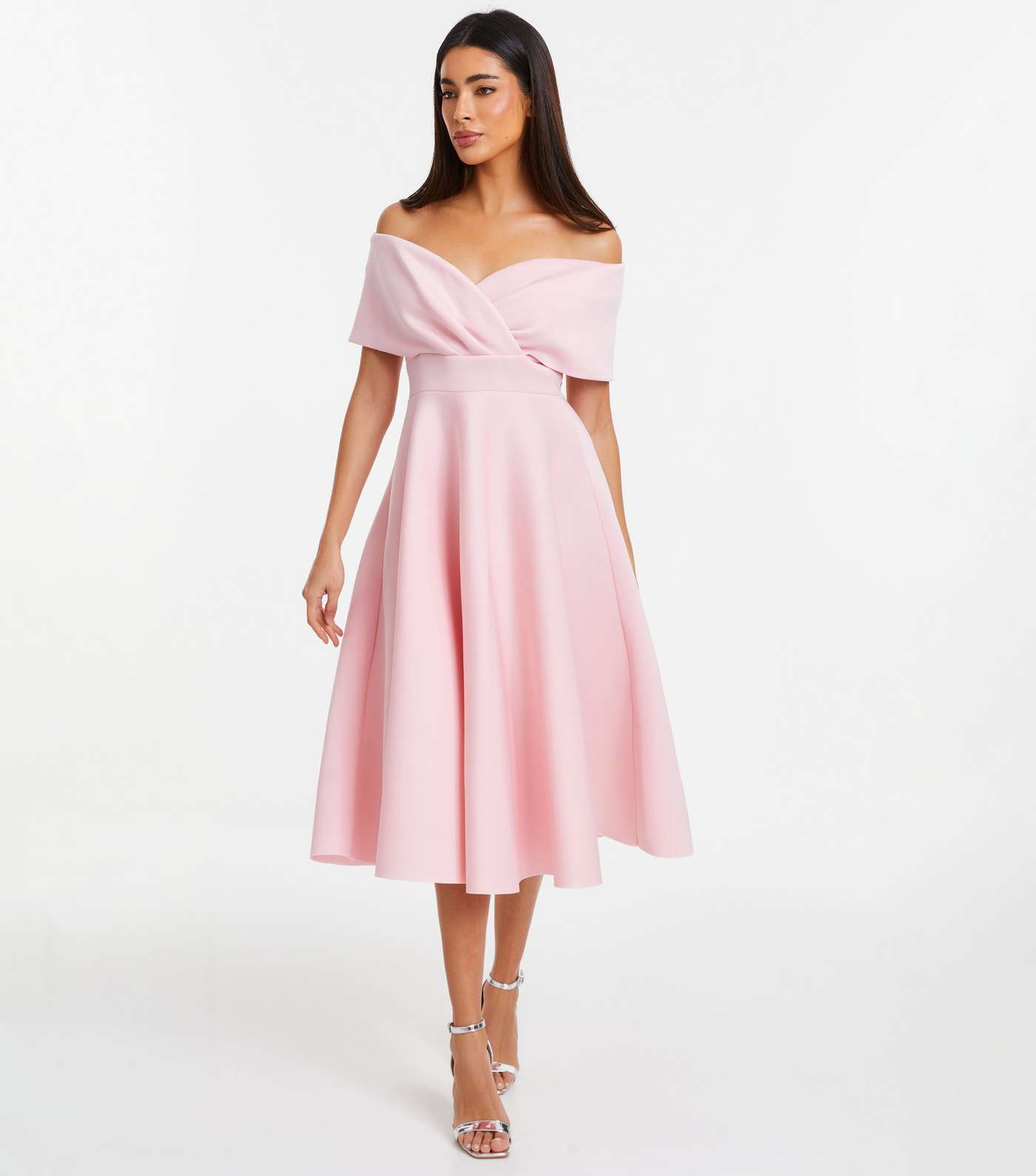 QUIZ Pink Bardot Midi Dress