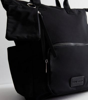 Black Top Handle Backpack New Look