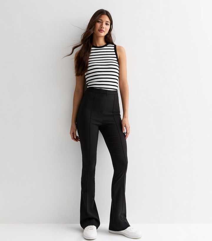Black High Waist Flared Trousers
