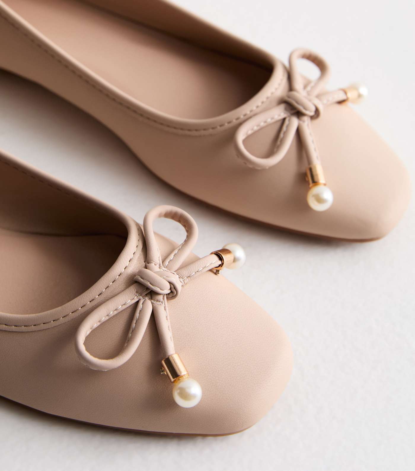 Truffle Pale Pink Faux Pearl Ballerina Pumps Image 3
