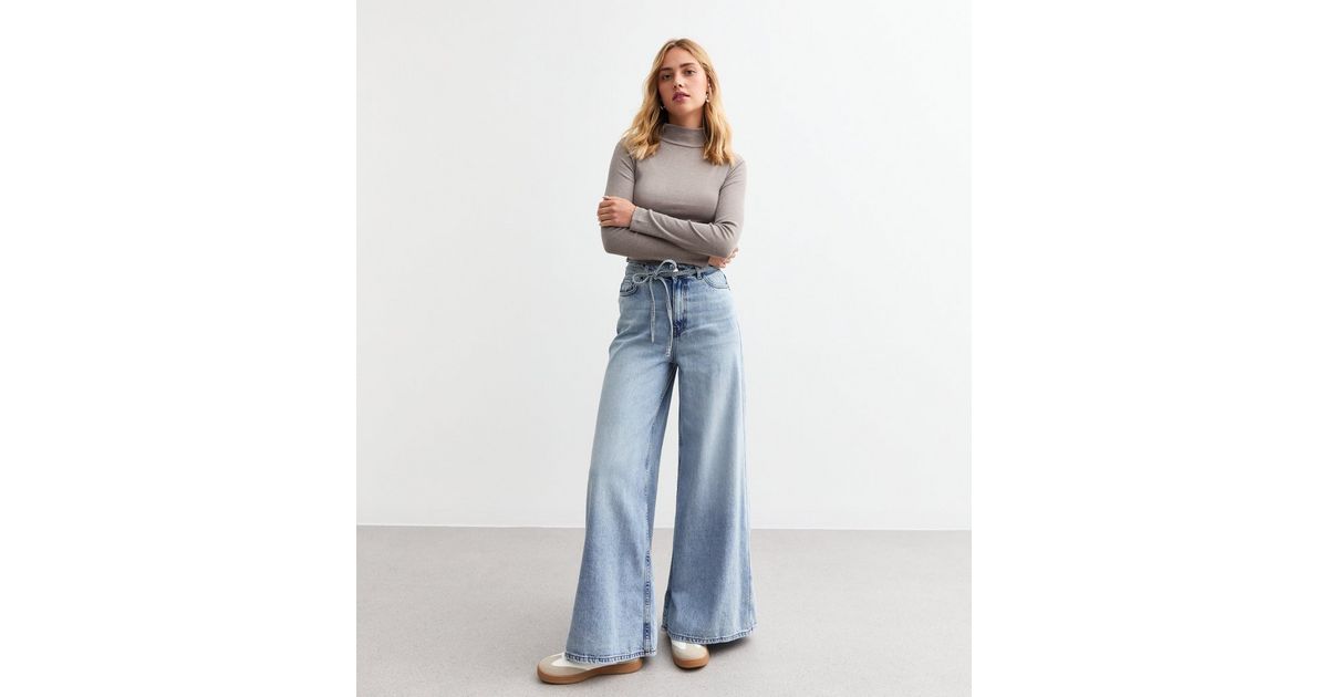 Distressed Light Denim Black Multi Color Palazzo Wide Leg Jeans