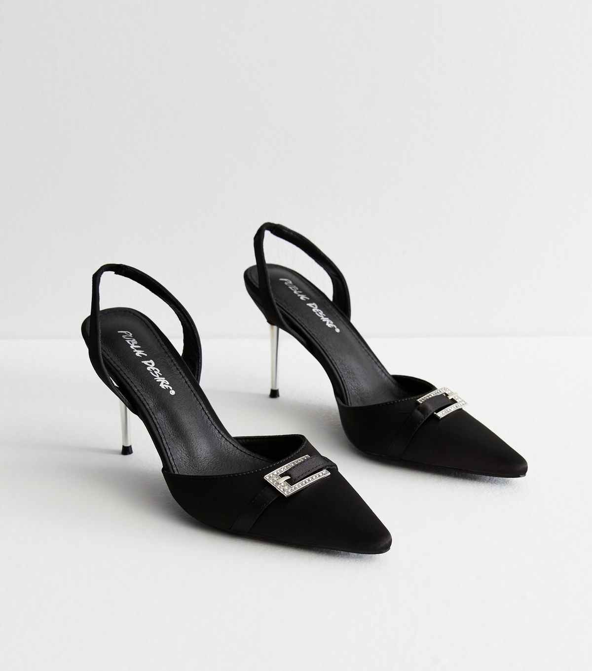 Women's Crux Black Buckle Slingback Heels Public Desire New Look