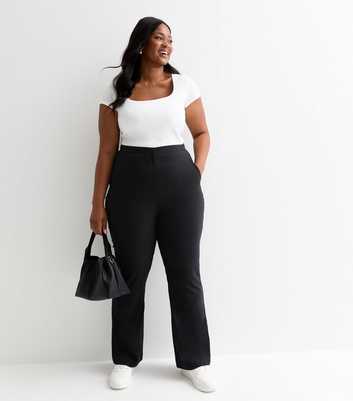 Curves Black Straight Trousers