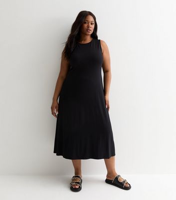 Curves Black Jersey Midi Dress New Look