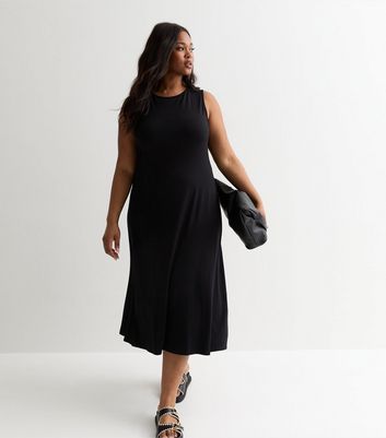 Curves Black Jersey Midi Dress | New Look