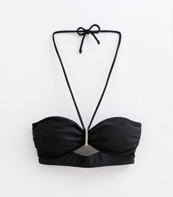 Black padded bandeau bikini top on sale