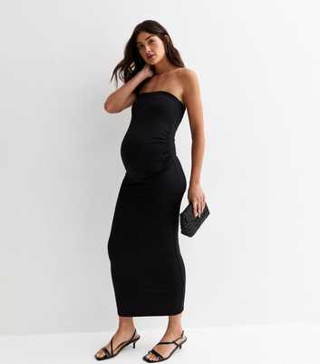 Maternity Black Jersey Bandeau Midi Dress