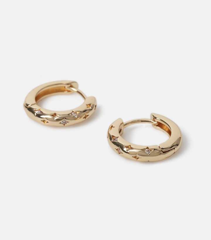 Freedom Gold Diamanté Celestial Hoop Earrings New Look