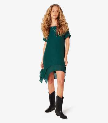 Apricot Dark Green Hanky Hem Mini Dress