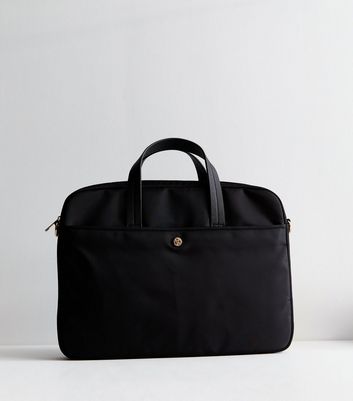 Black Top Handle Laptop Bag New Look