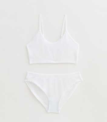 Girls White Seamless Crop Top Underwear Set 