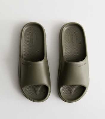 Jack & Jones Green Moulded Slider Sandals 