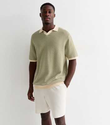 Jack & Jones Grey Cotton Knitted Short Sleeve Polo Shirt