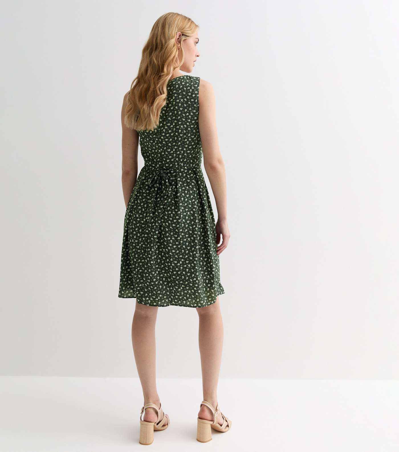 Gini London Green Floral Print Sleeveless Mini Dress Image 4