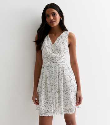 Gini London Off White Dalmatian Print Wrap Front Mini Dress