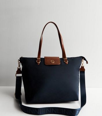 Navy Multi Strap Zip Top Tote Bag New Look