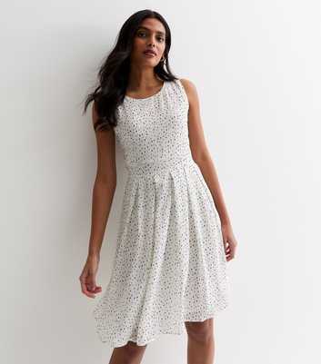 Gini London Off White Dalmatian Print Sleeveless Belted Mini Dress