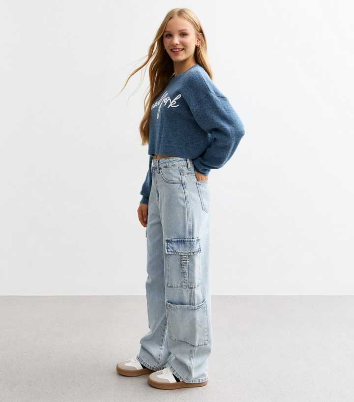 Baggy Jeans For Kids Girls Cargo Jeans Kids Wide Leg High Waist