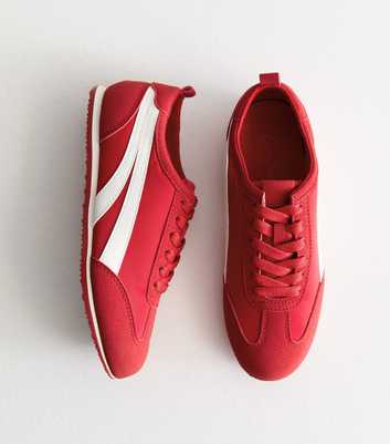 Red Side Stripe Suedette Trim Trainers