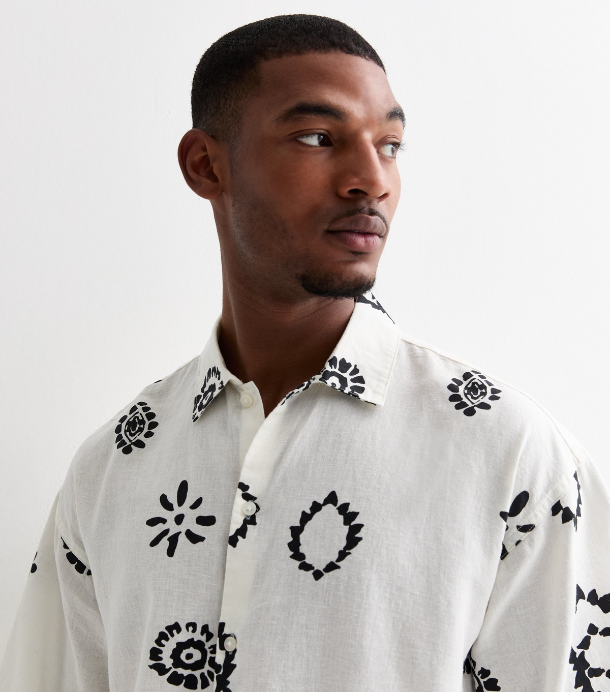Men's White Abstract Floral Print Short Sleeve Shirt Jack & Jones New Look