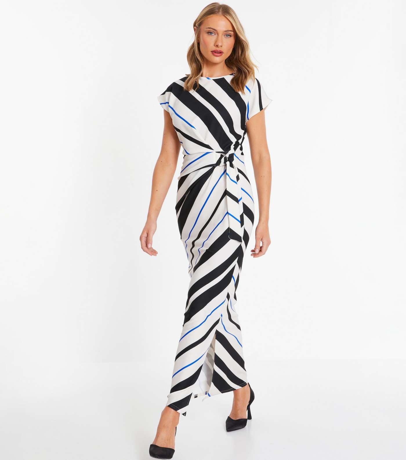 QUIZ White Stripe Maxi Dress Image 2