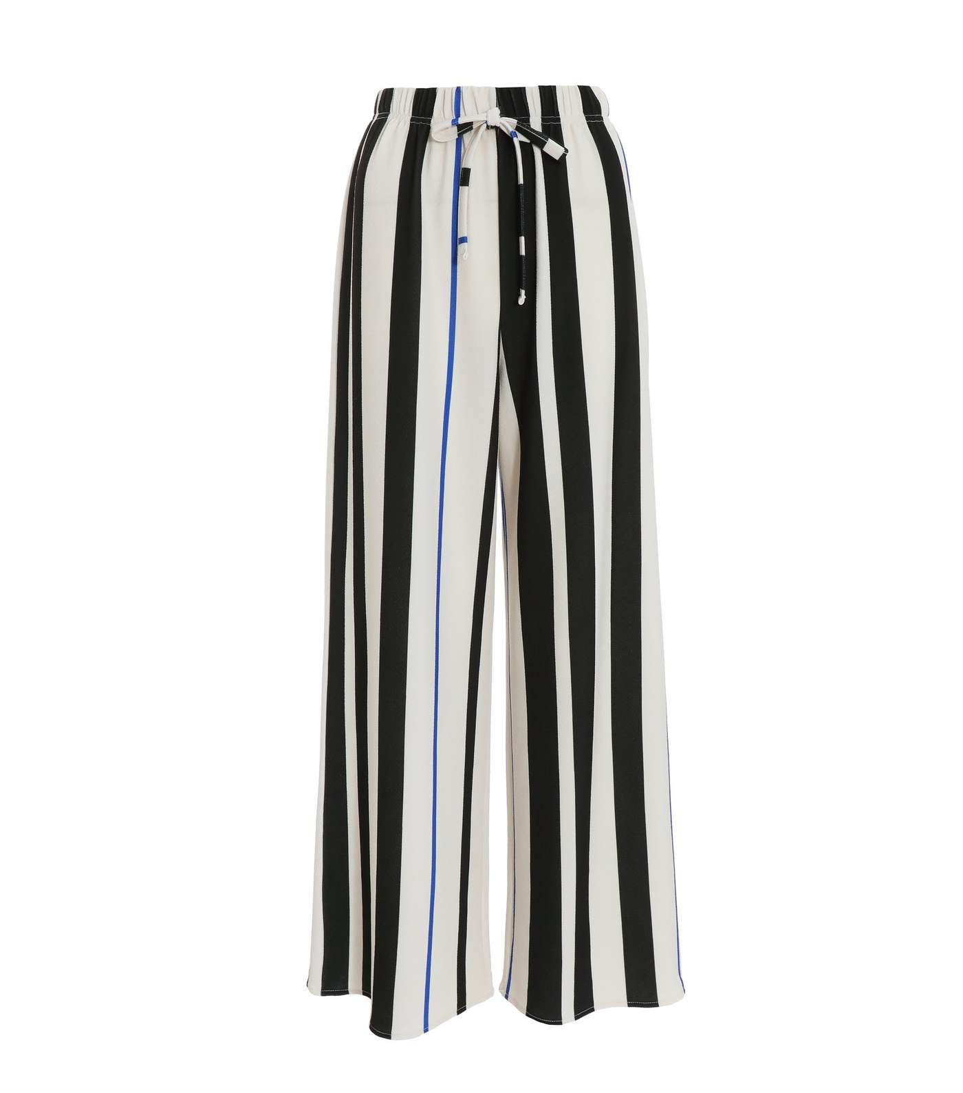 QUIZ Black White Stripe Wide Leg Trousers Image 4