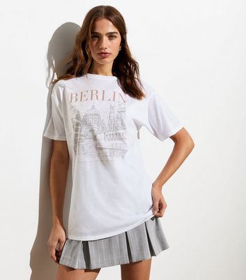 White Berlin Logo Oversized T-Shirt New Look