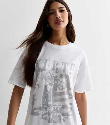 White Kurt Cobain Oversized Graphic T-Shirt