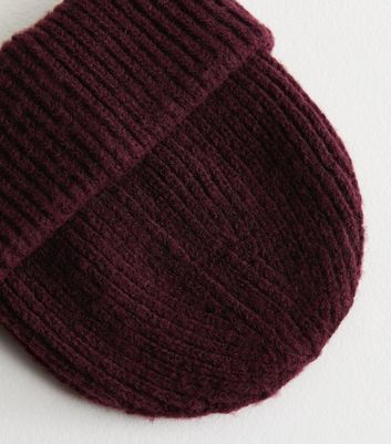 Burgundy chunky outlet knit hat for women