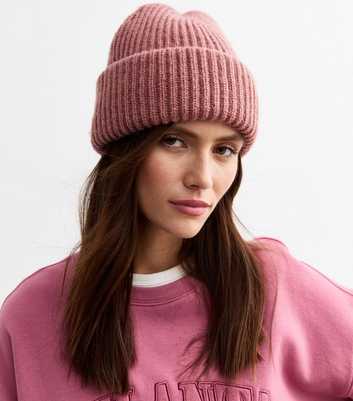 Pink Rib Chunky Knit Beanie Hat