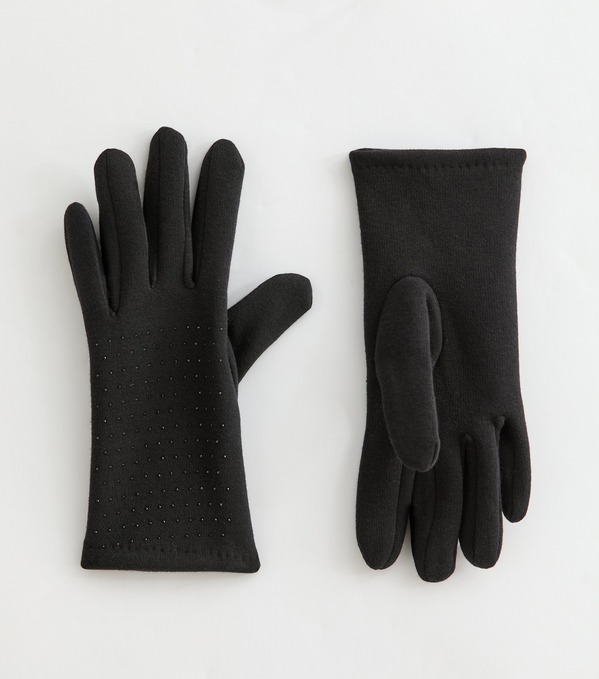 Black Gem Embellished Gloves New Look