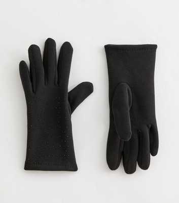 Black Gem Embellished Gloves