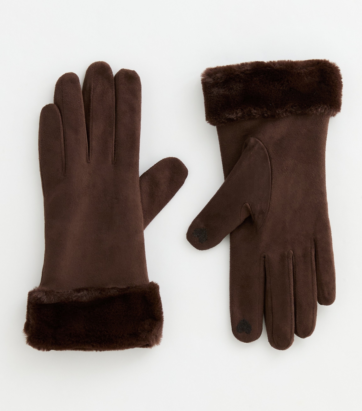 Brown Faux Fur Gloves New Look