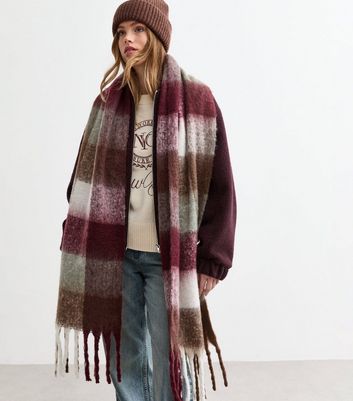 COMME buying CA ANGEL Green Plaid Muffler Fringes Scarf