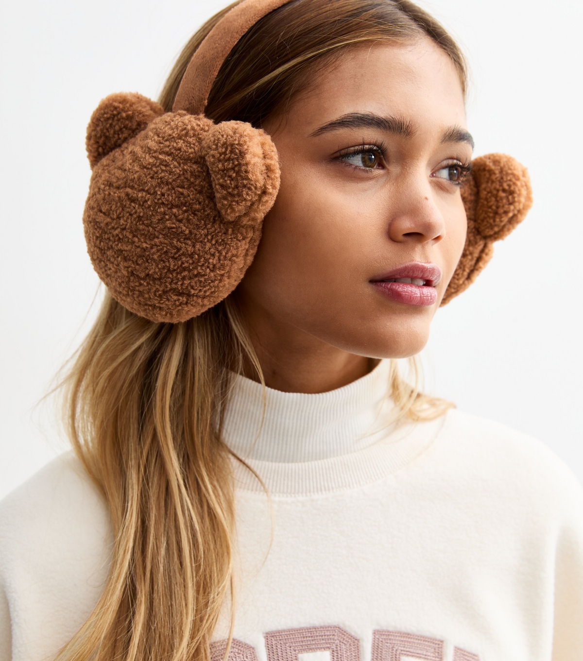 Rust Teddy Bear Borg Earmuffs New Look