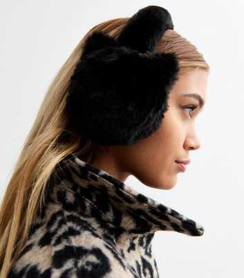 Black Faux Fur Cat Ear Earmuffs