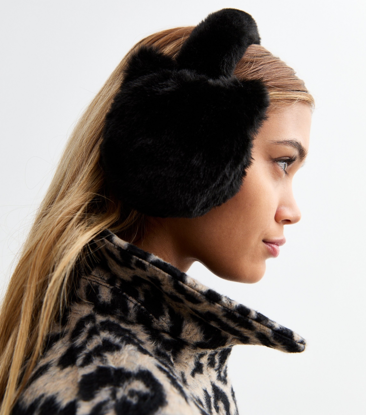 Black Faux Fur Cat Ear Earmuffs New Look