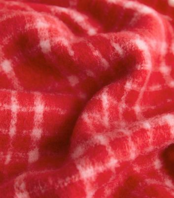 Red Soft Knit Checked Scarf New Look