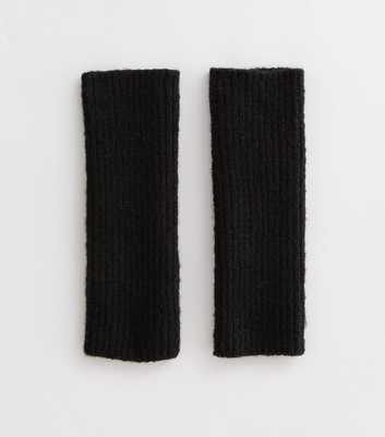 Black Ribbed Knit Handwarmers