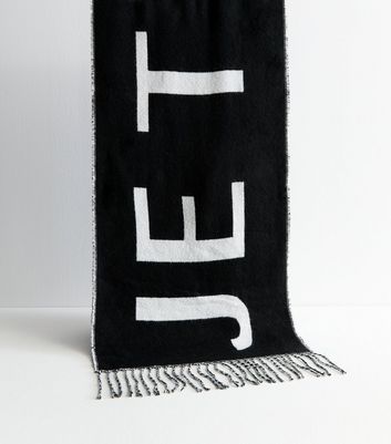 Black Je T'aime Print Scarf New Look