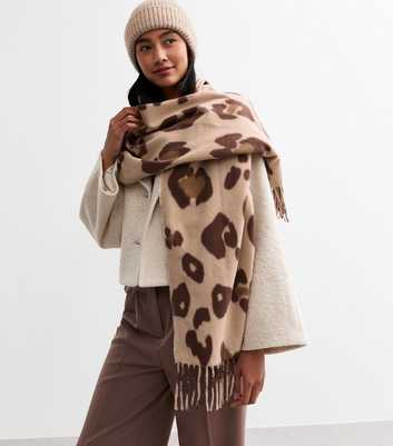 Brown Leopard Print Scarf