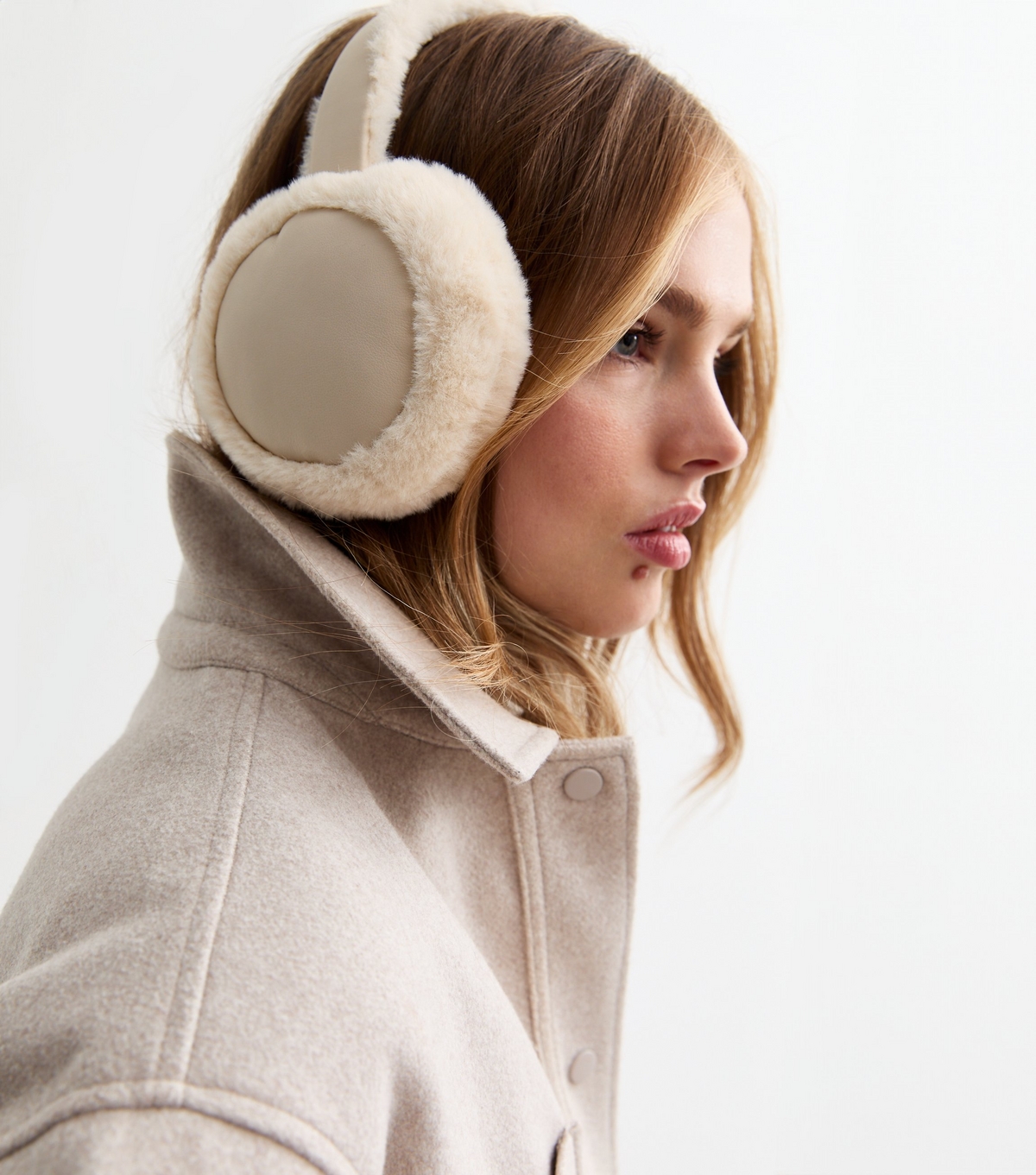 Cream Faux Fur Earmuffs New Look