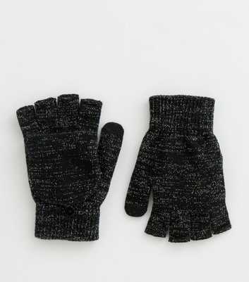 Black Metallic Flip-Top Magic Gloves 