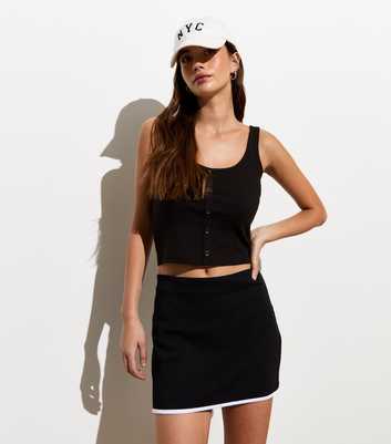 Black Contrast Trim Mini Tube Skirt