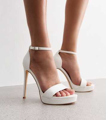 Truffle White Platform Stiletto Heel Sandals