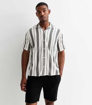 Jack & Jones Grey Cotton Stripe Print Short Sleeve Shirt