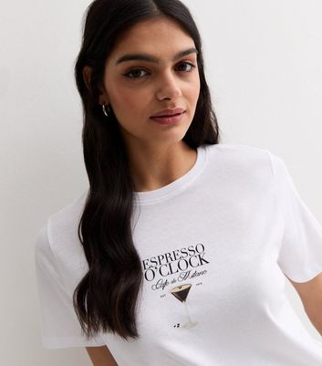 White Espresso Logo Cotton T-Shirt New Look