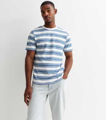 Jack & Jones Blue Cotton Stripe Print T-Shirt