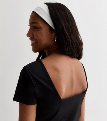 Girls Black Slinky Stretch Square Back Top | New Look
