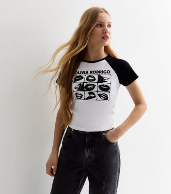 Girls Black Raglan Olivia Rodrigo Print T-Shirt New Look